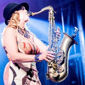 Anna Brooks playing the saxophone